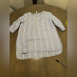 Ellen Tracy Light Blue Striped Kids Blouse